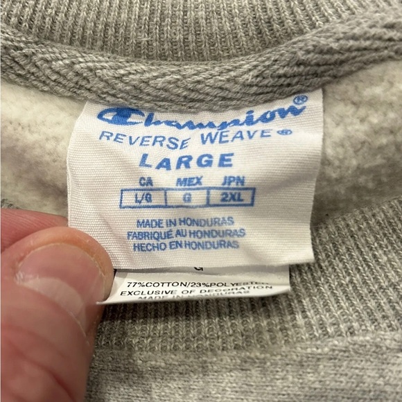 Champion Reverse Weave Spellout Pullover Crewneck Gray Sweatshirt Size Large EUC - Picture 6 of 6